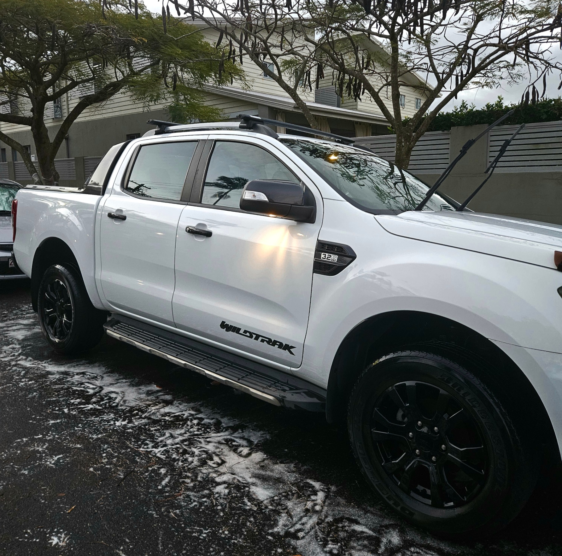White Ford Ranger Wildtrak after a mobile detail